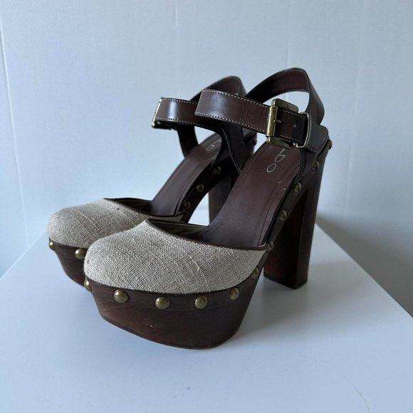 Vintage 90s Aldo Platform Studded Sandals - Picture 6 of 8